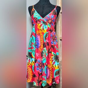 Lucky Brand, Floral Swim Cover Mini Dress - Size S/M Vibrant Boho